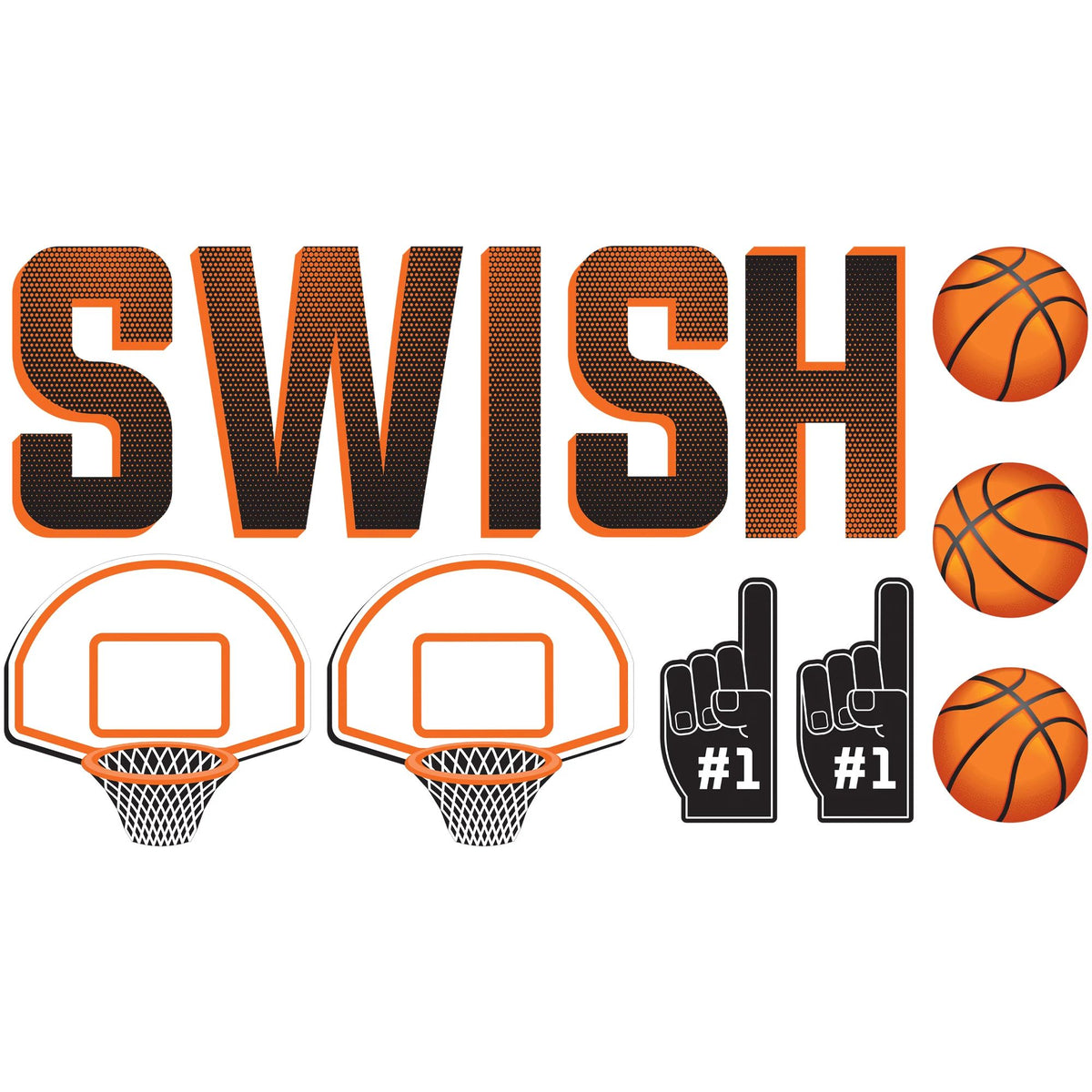 Basketball Themed Cutout Decoration Pack - Case of 48