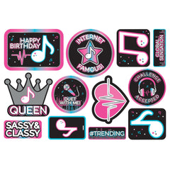 Internet Famous Happy Birthday Cutouts, Pink/Blue/Black, 14 inch, 12-ct - Case of 48