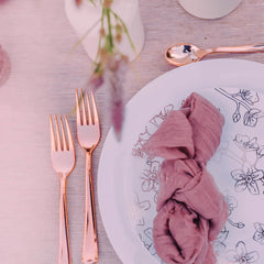 Exquisite Rose Gold Plastic Forks | 40 Count