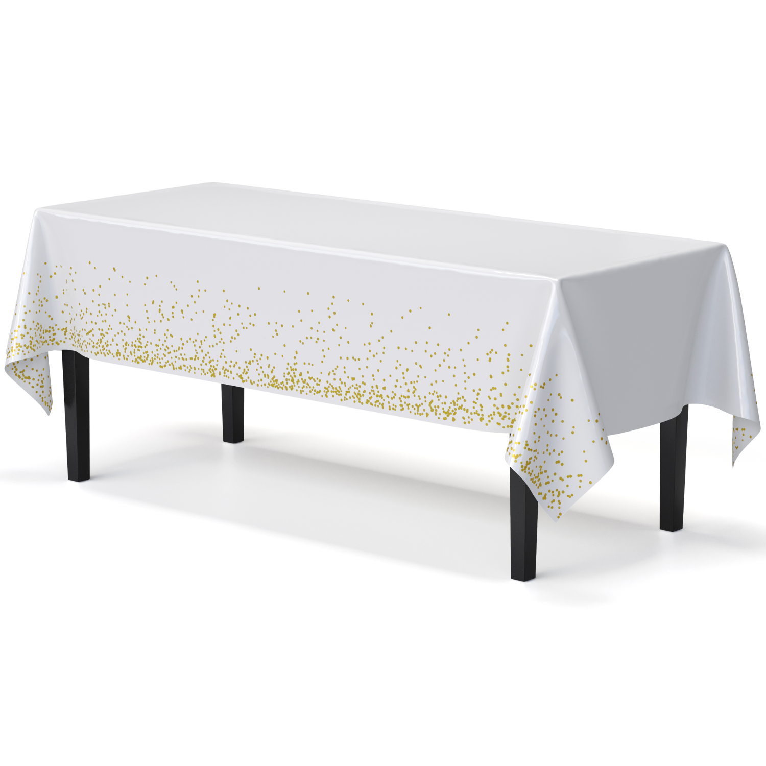 White & Gold Celebrate Printed Table Covers | 48 Count