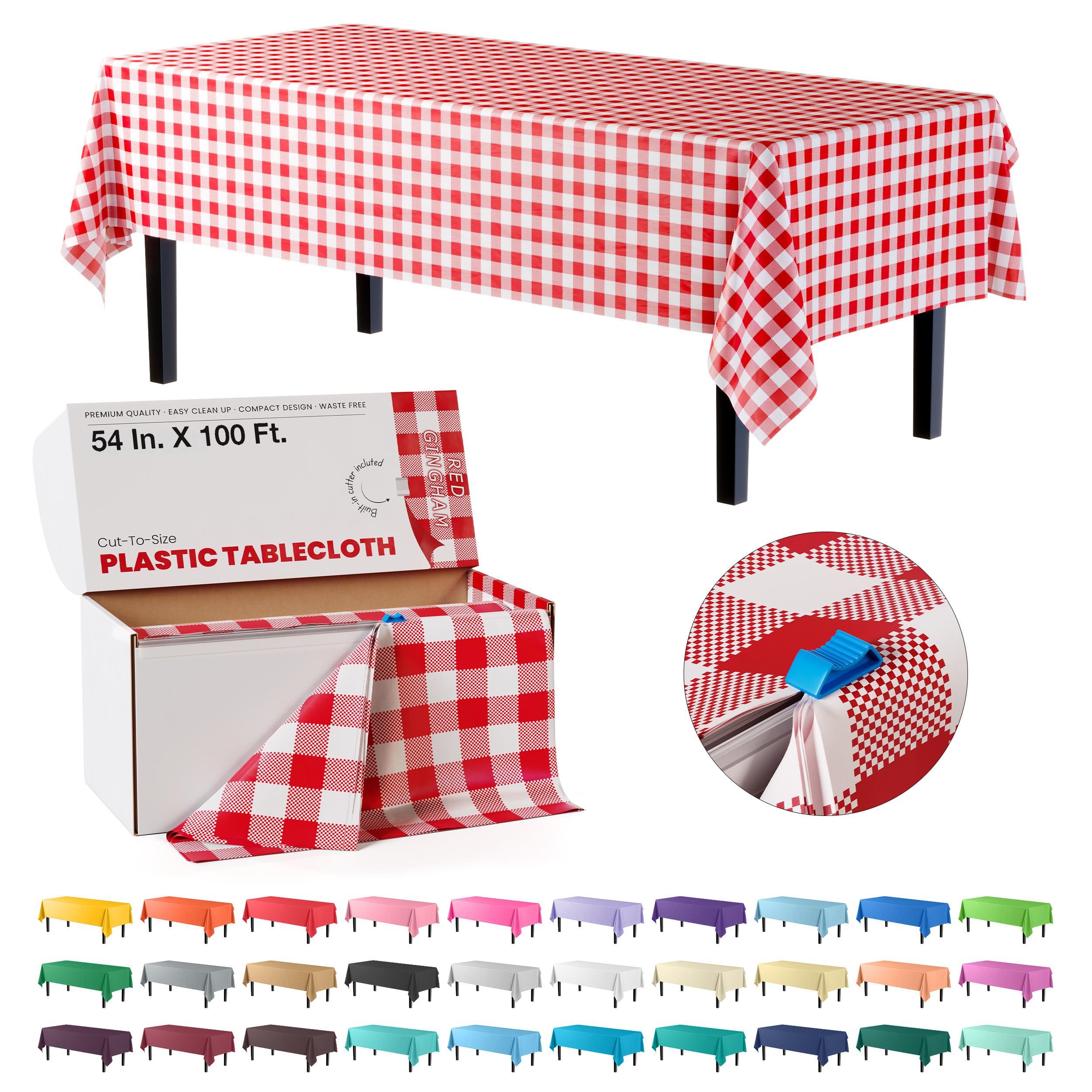 54 In. x 100 Ft. Cut To Size Red Gingham Table Roll