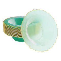 12 Oz. Mint/Gold Petal Bowls | 40 Count