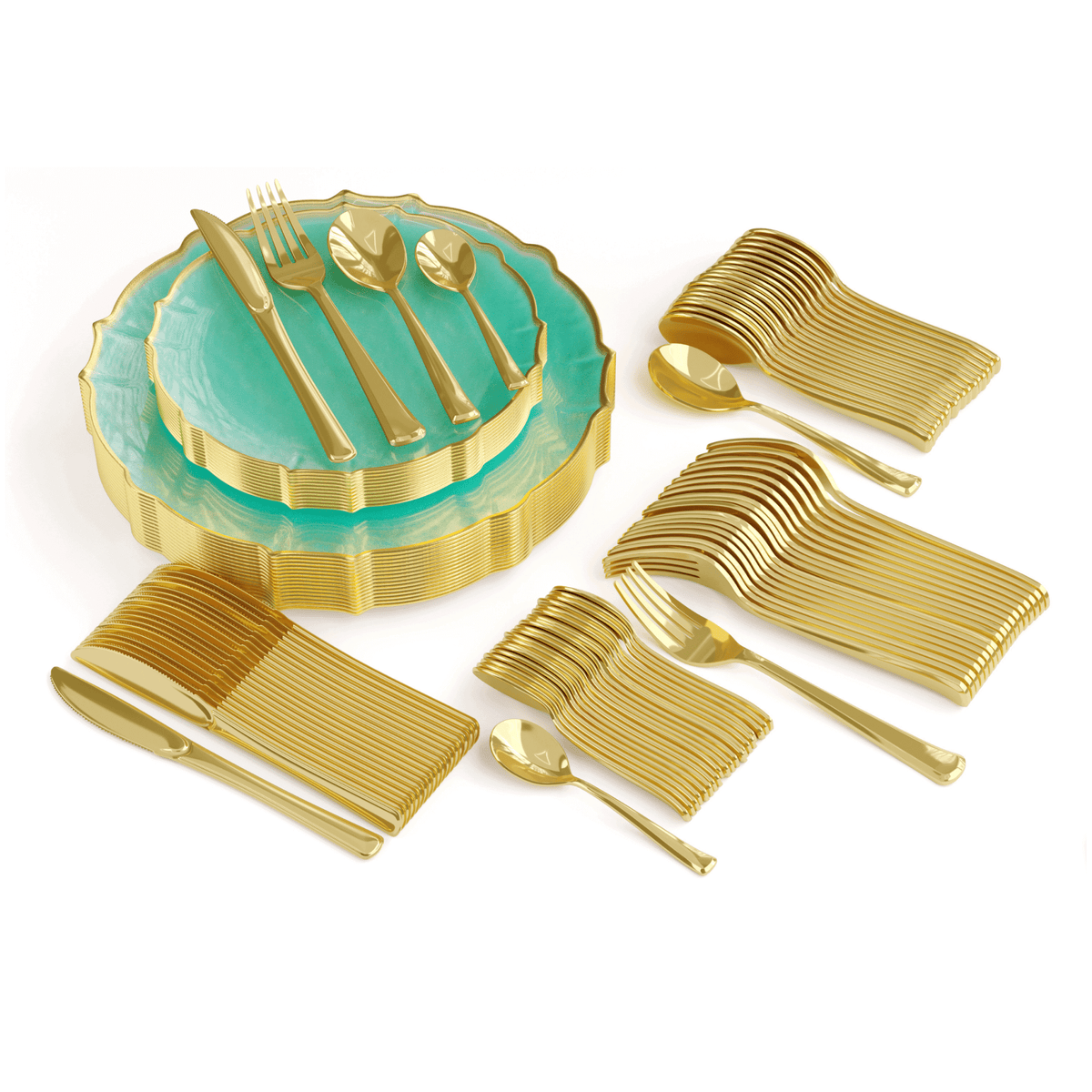 280 Piece Mint/Gold Petal Combo Set | Serves 40 Guests