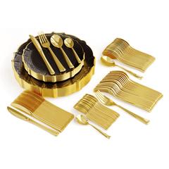 560 Piece Smoke/Gold Petal Combo Set | Serves 80 Guests