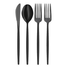 480 Piece Gloss Black Full Cutlery Combo Set