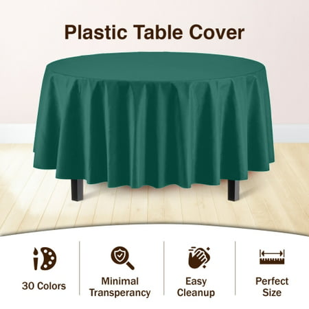 Premium Round Dark Green Table Cover | 6 Pack