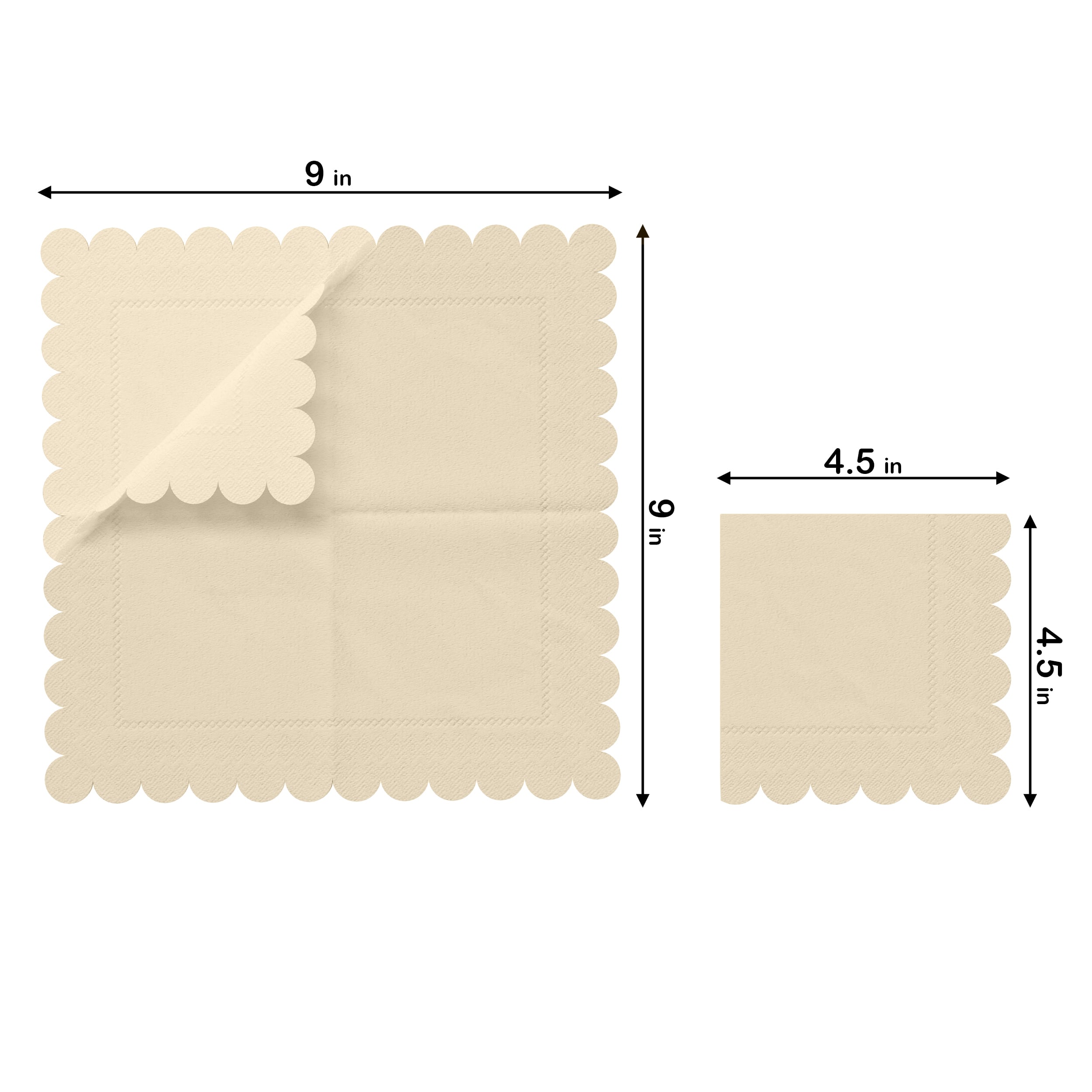 Ivory Scallop Beverage Napkins | 100 Count