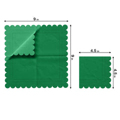 Emerald Green Scallop Beverage Napkins | 100 Count
