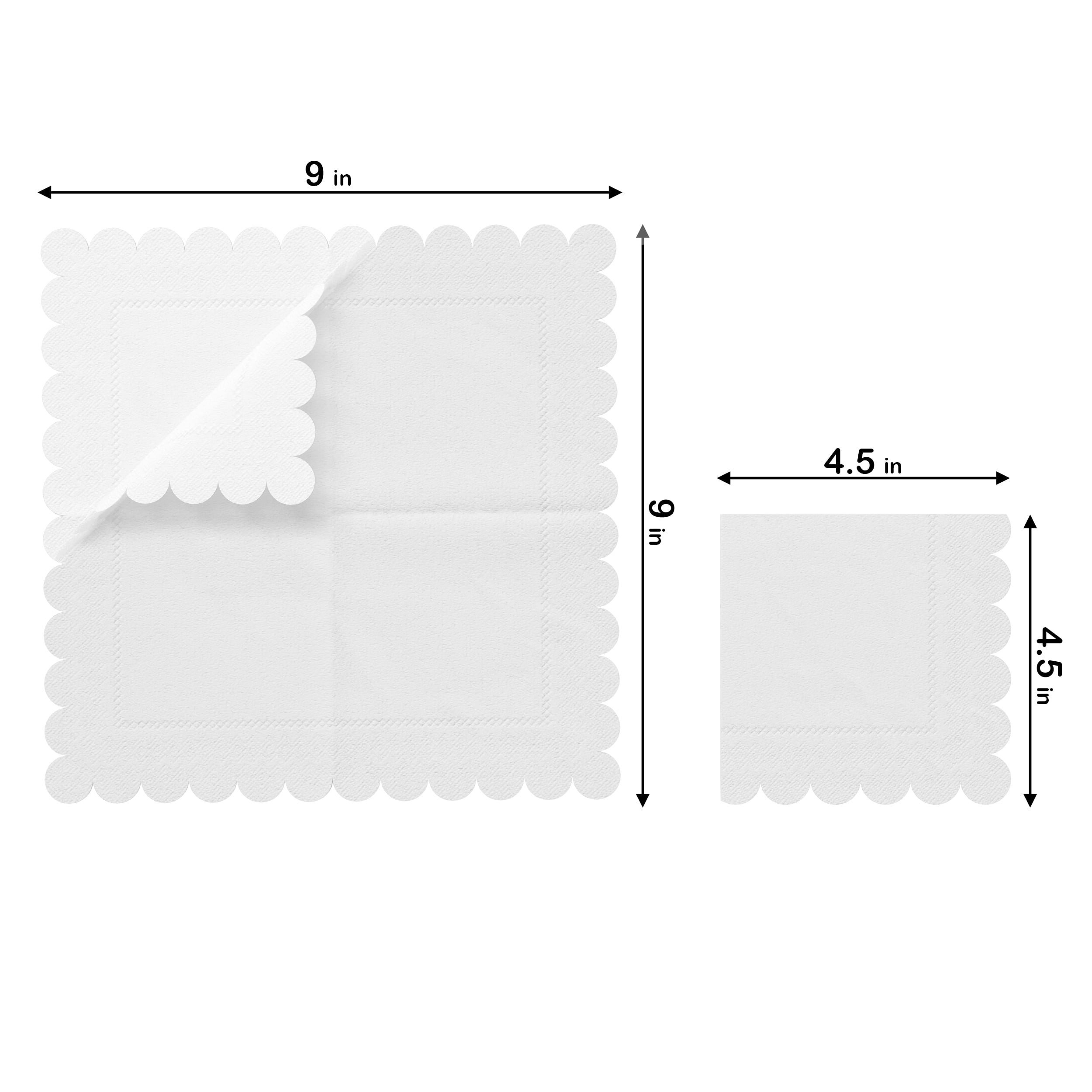 White Scallop Beverage Napkins | 100 Count