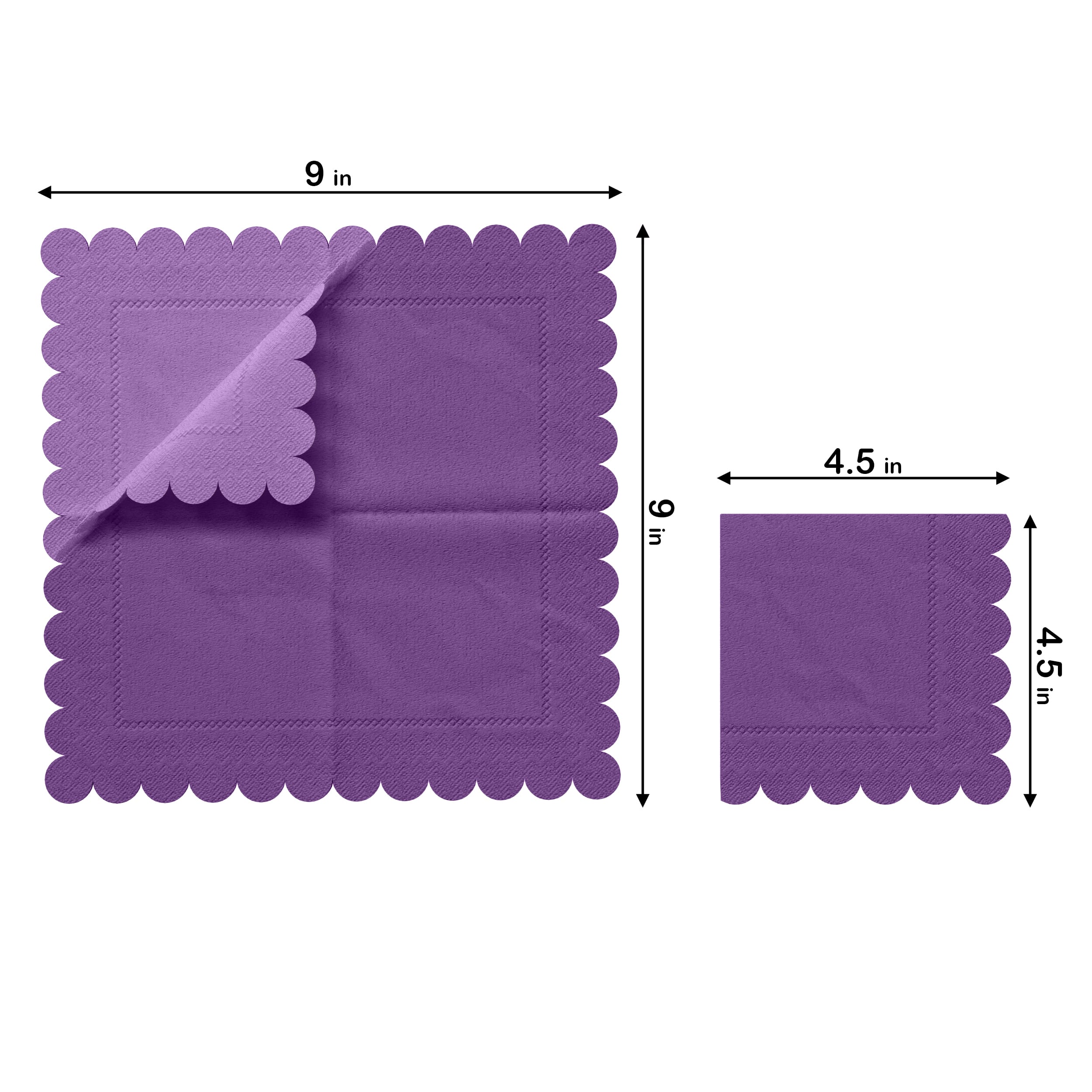 Purple Scallop Beverage Napkins | 100 Count