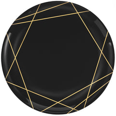 Round Plastic Dinner Plates, Black/Gold, 10.5 inch, 20-ct - Pack of 4