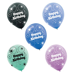 Time to Party 12-inch Happy Birthday Latex Balloons, 15-ct - Case of 72