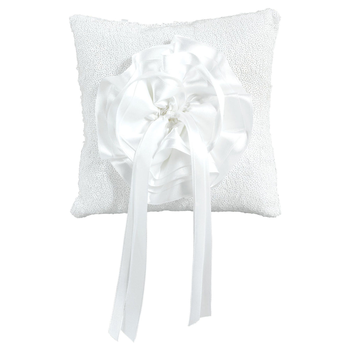 Sequin Ring Bearer Pillow, White, One Size, for Wedding - Case of 8