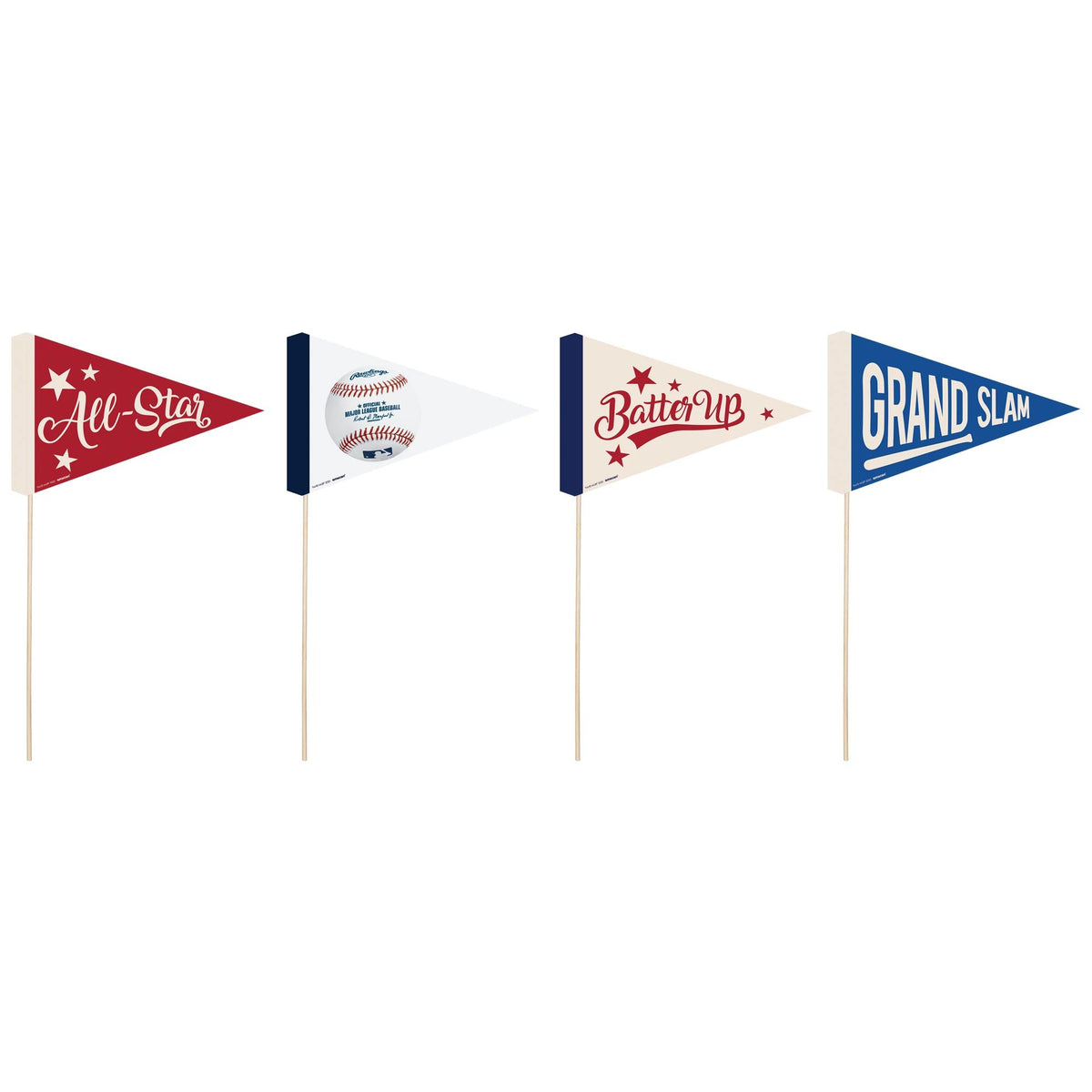 Major League Baseball MLB Batter Up Party Picks, Red/Blue/White, 2-inch, 4-ct - Pack of 2