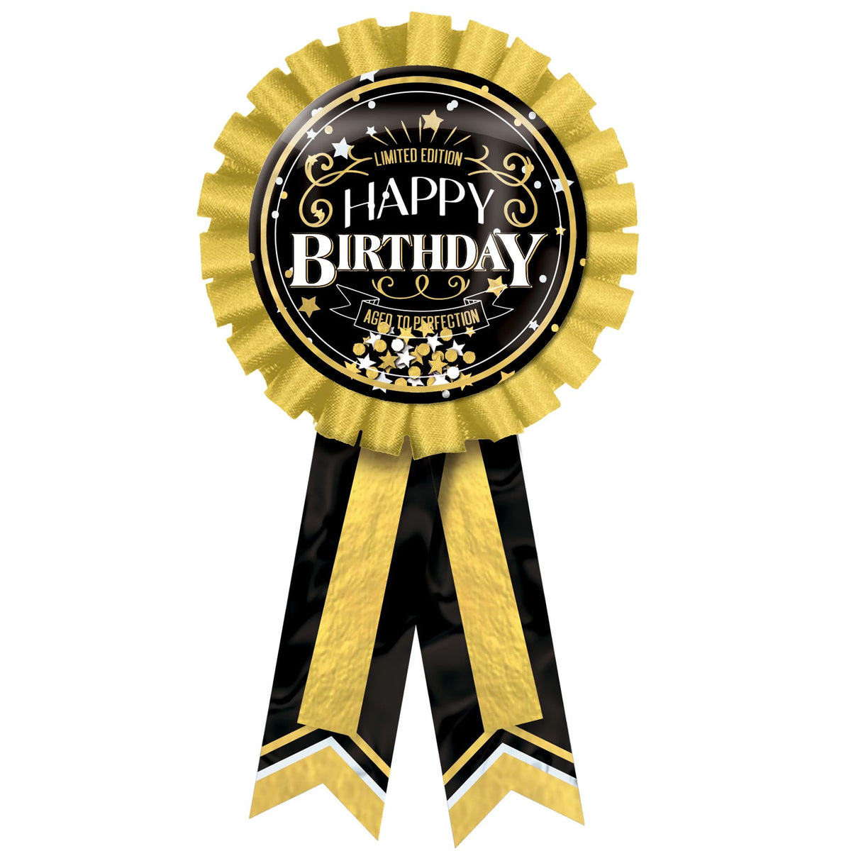 Better with Age Happy Birthday Award Ribbon, Black/Gold, One Size - Pack of 6