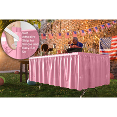 Pink Plastic Table Skirt | 6 Pack