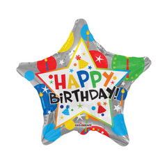 Birthday Silver Star Balloon | 6 Count