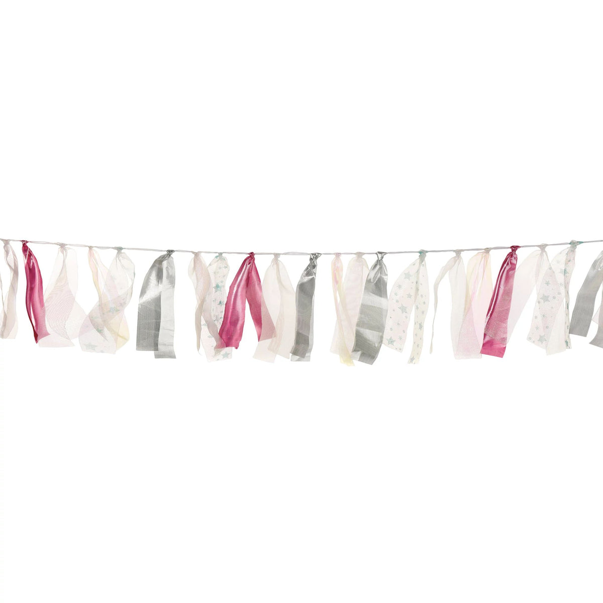 Luminous Tulle Ribbon Garland, Silver/Pink, 6-foot - Case of 48