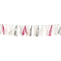 Luminous Tulle Ribbon Garland, Silver/Pink, 6-foot - Pack of 6