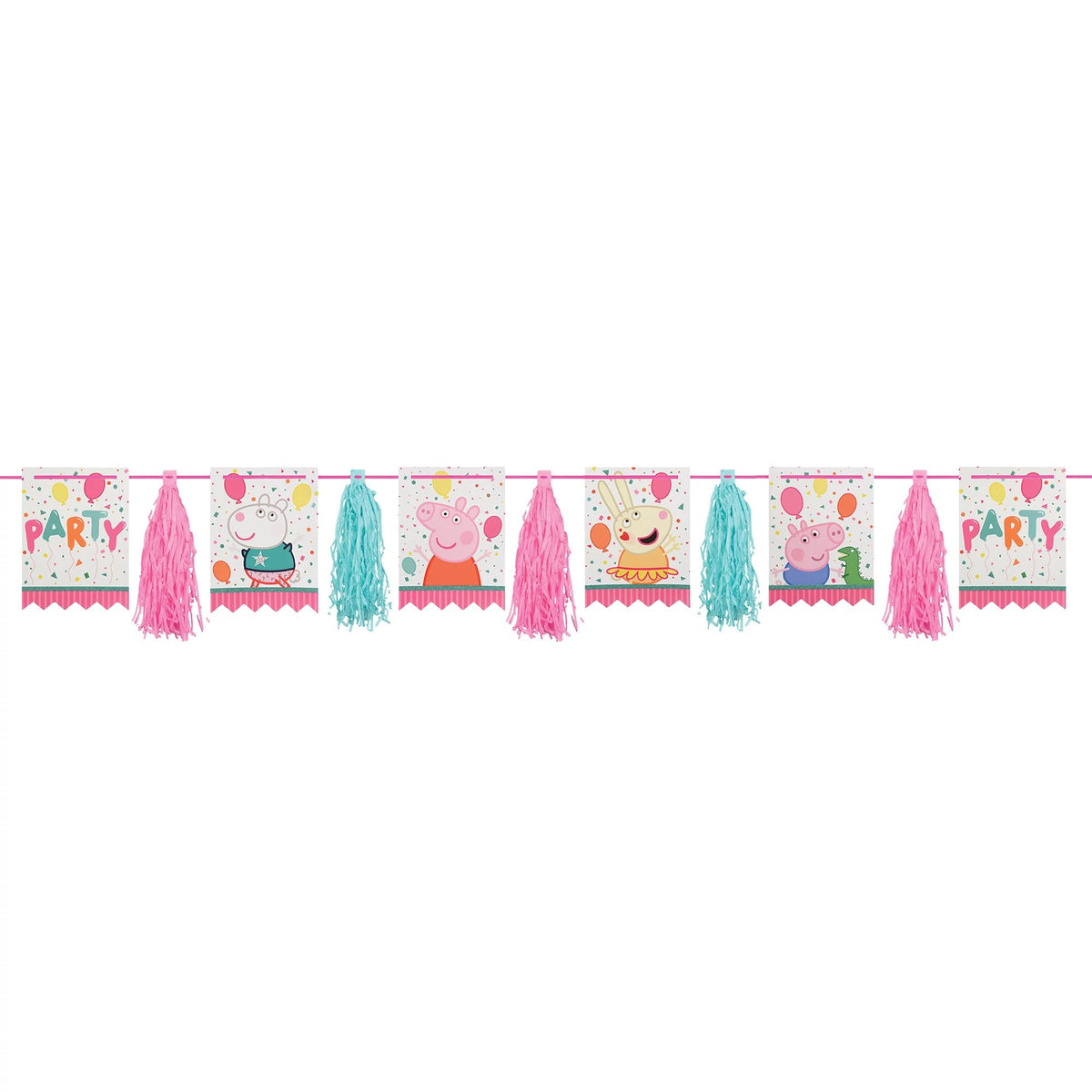 Peppa Pig Tassel Garland Banner, Pink/Blue, 10-foot - Case of 24