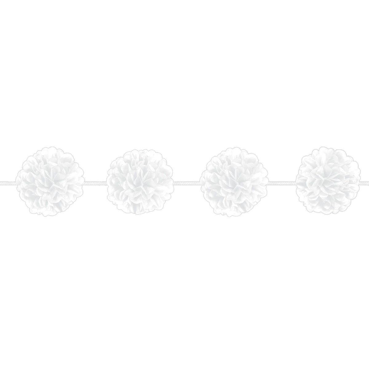 White Fluffy Garland, 12-ft, 2-ct - Pack of 12