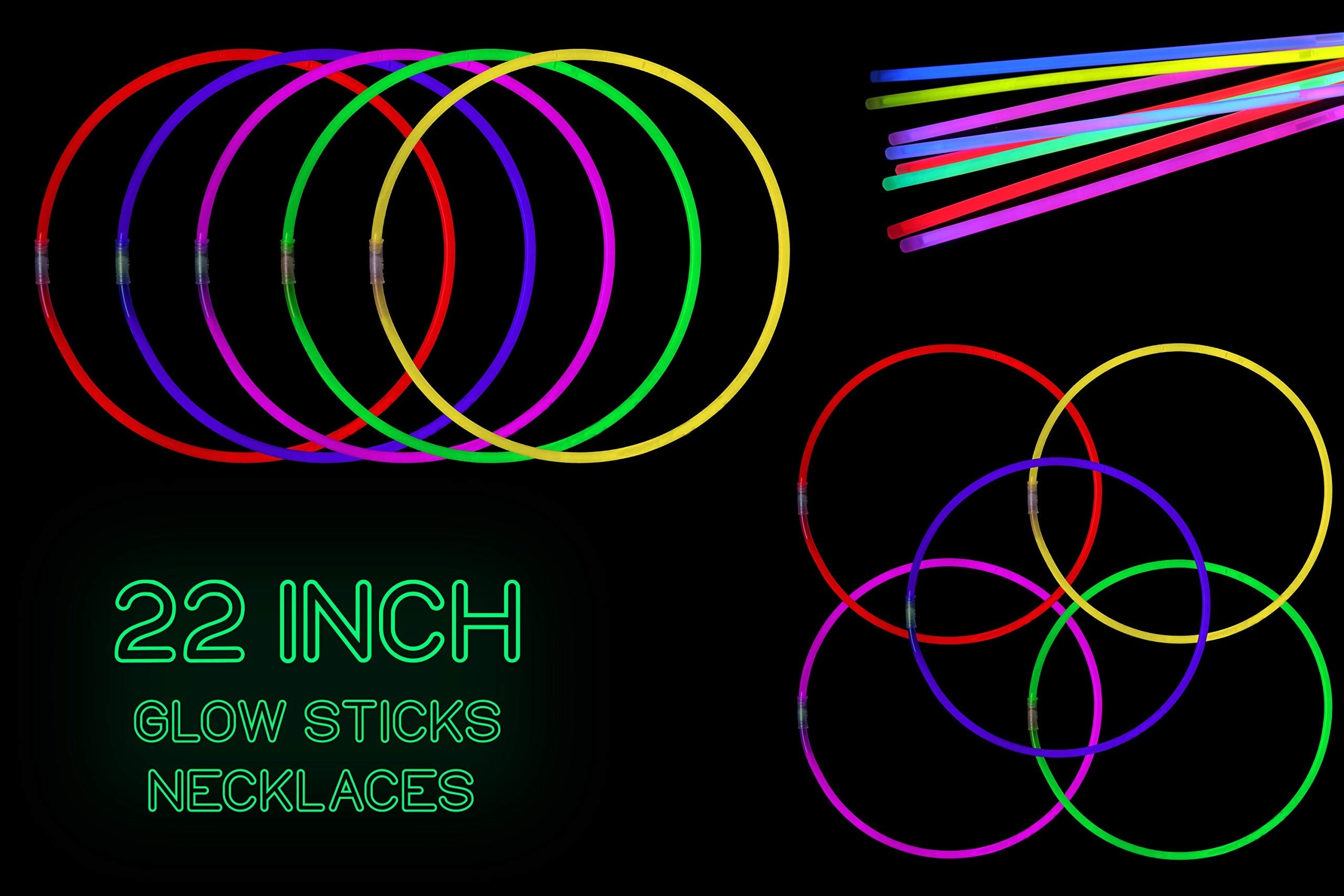 22 Inch. Glow Necklaces Assorted Neon | 300 Count