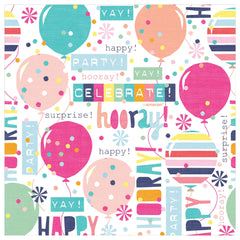 Happy Birthday Jumbo Gift Wrap, Multi-Colored, Balloons, 16-foot - Pack of 2