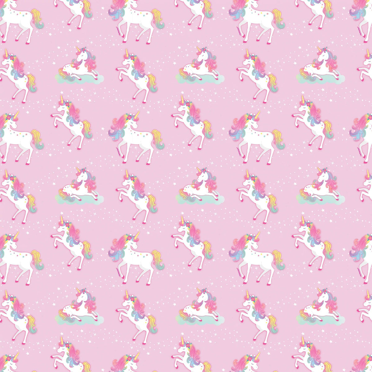 Unicorn Gift Wrapping Paper, Pink, 5-ft, for Birthday Party - Pack of 2