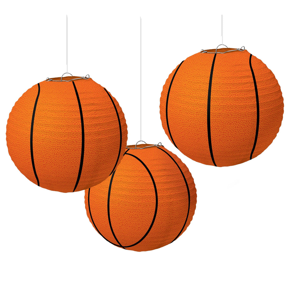 Basketball Paper Lantern Decorations, Orange, 9.5-inch, 3-ct - Pack of 12
