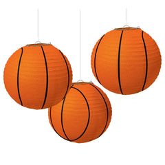 Basketball Paper Lantern Decorations, Orange, 9.5-inch, 3-ct - Pack of 12