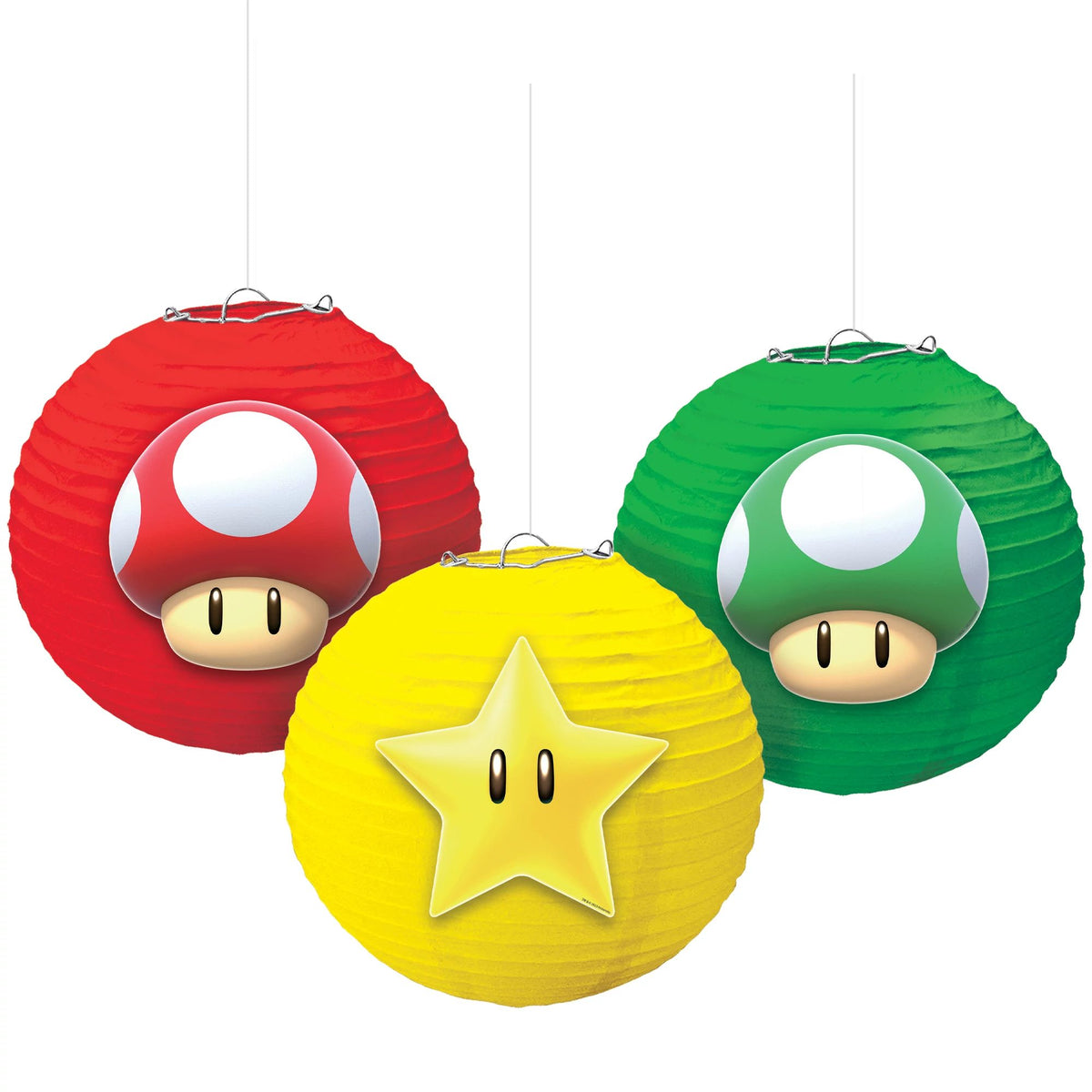 Nintendo Super Mario Bros Paper Lantern Decorations, 9.5-inch, 3-ct - Pack of 6