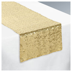 Sparkle Sequin Reusable Table Runner Decoration, Gold, 13x72-in - Case of 30