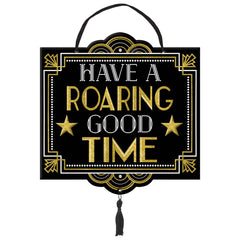 Roaring Good Time Hanging Sign, Gold/Black, 15 inch - Case of 36