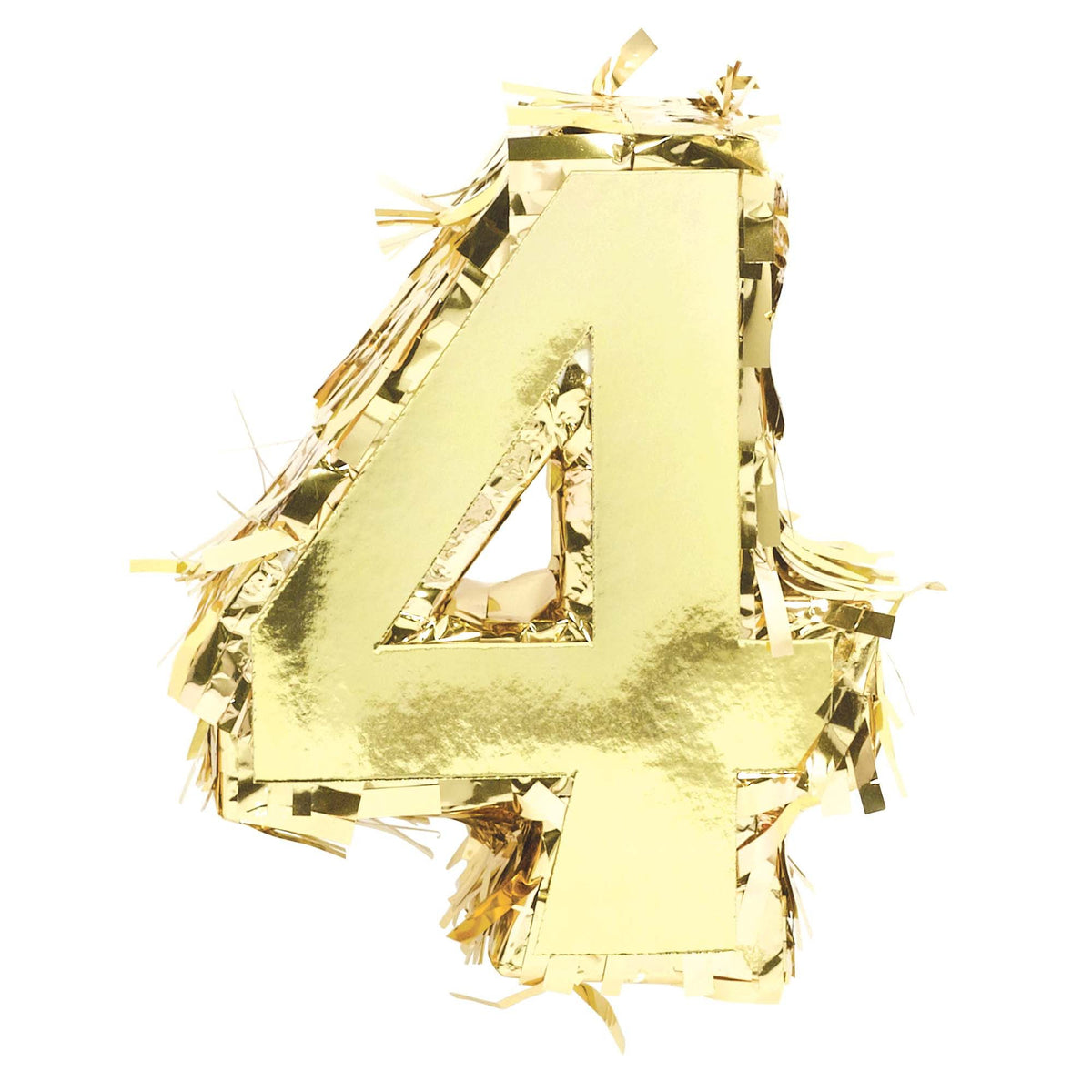 Metallic Gold Number 4 Mini Pinata Decoration, 6-in - Pack of 5