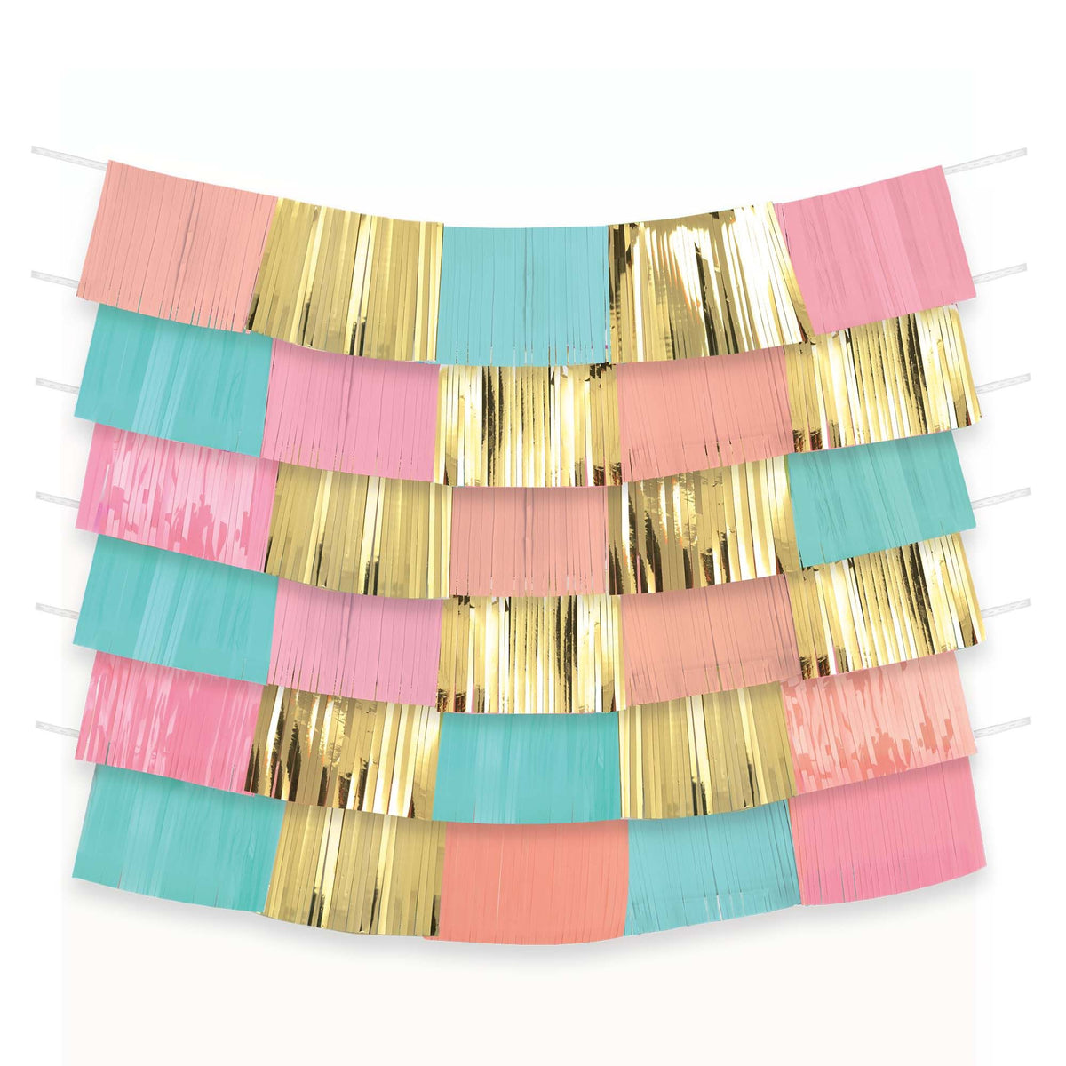 Pastel Fringe Garland Backdrop Decoration Kit - Pack of 6