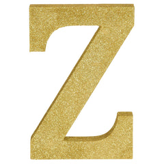 Glitter Gold Standing Letter "Z" MDF Block Decoration, 4-Inch - Case of 36