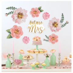 Mint to Be Floral Cutouts, Pink/Gold, 13-inch, 8-ct - Case of 12
