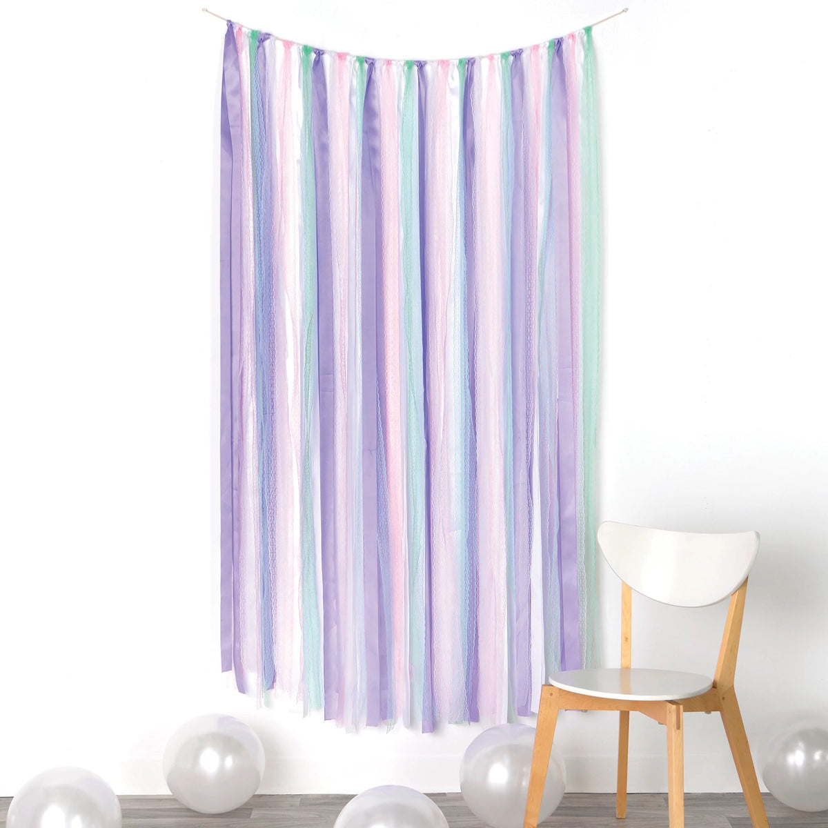 Deluxe Pastel Ribbon Backdrop for Kids Birthday Party - Case of 12