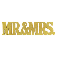 Mr & Mrs Standing Block Sign, Gold, 22-inch - Case of 16