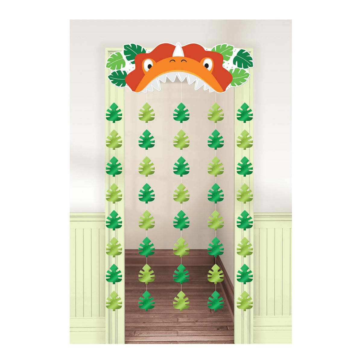 Dino-Mite Dinosaur Doorway Curtain, Green, 39 inch x 77 inch - Pack of 6