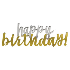 Happy Birthday Foil Table Centerpiece, Gold/Silver, 14-inch - Case of 72
