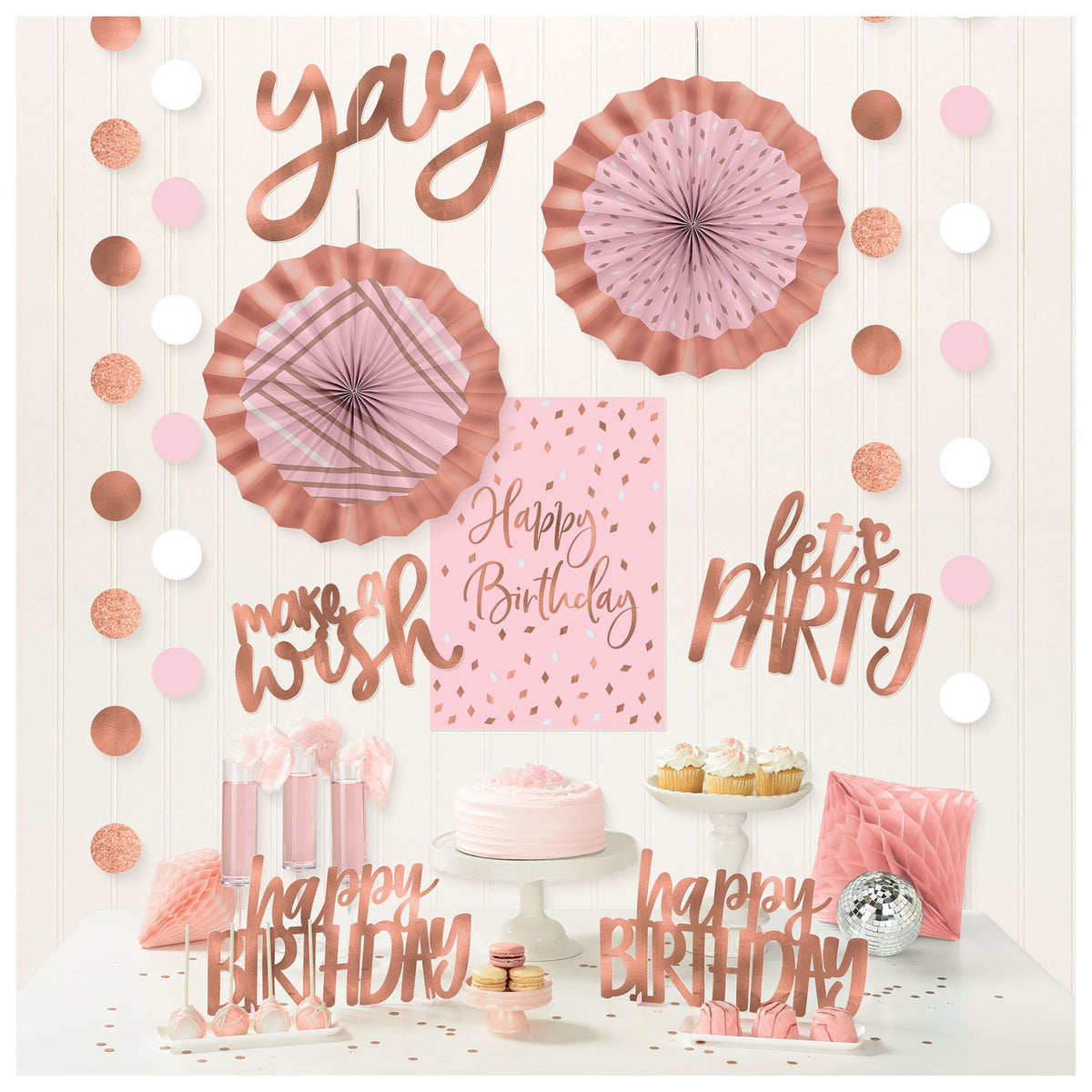 Blush Birthday Decorating Kit, Rose Gold, 14-inch, 12-pk - Pack of 6
