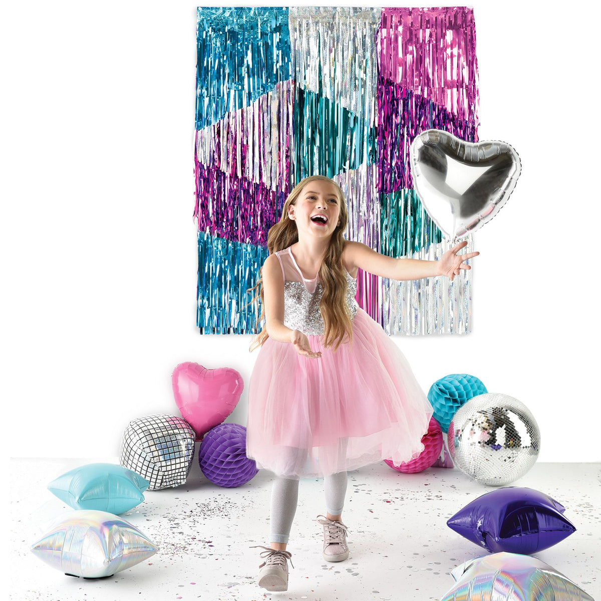 Sparkle Fringe Scene Setter, Silver/Purple/Blue, 7.2-inch, 3-pk - Pack of 6
