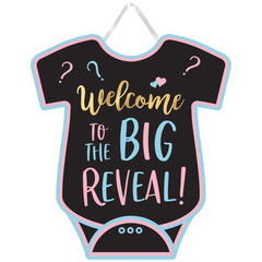 Onesie Hanging Sign, Pink/Blue, 14-inch, Gender Reveal - Case of 48