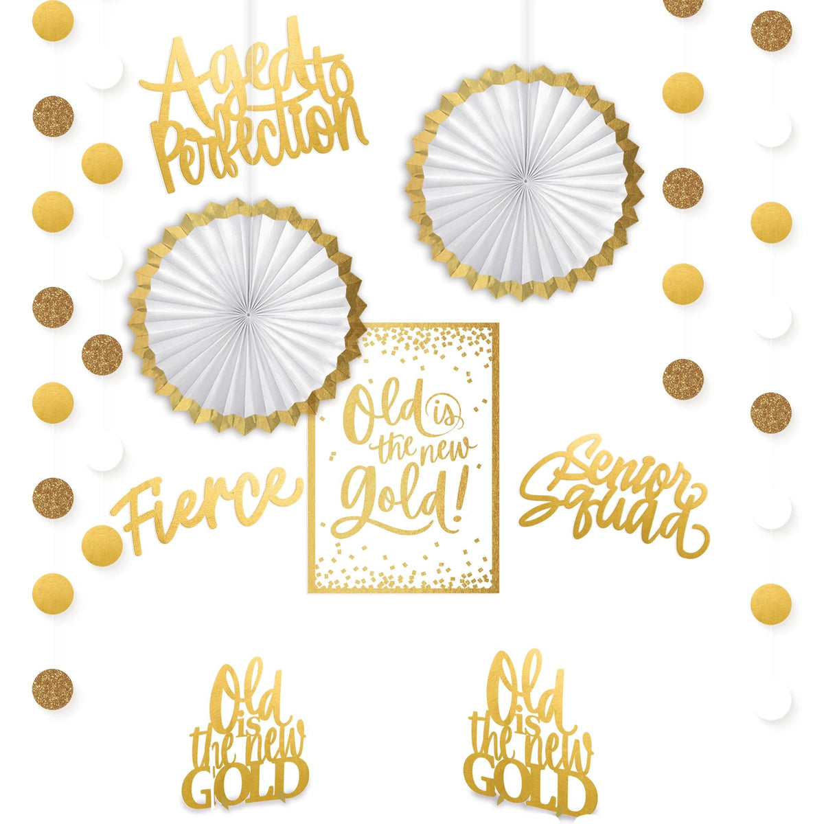 Golden Age Room Decorating Kit, Gold/White, 10-inch, 11-pk - Pack of 6