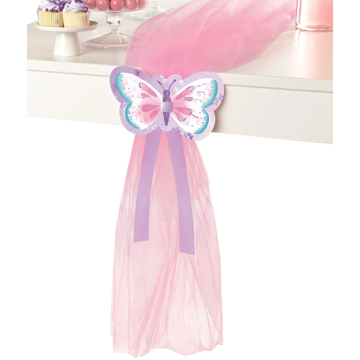 Flutter Butterfly Tulle Table Runner, Pink/Purple, 9.5-inch - Case of 48