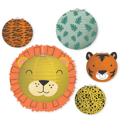 Get Wild Lion & Tiger Paper Lanterns, Orange/Green, 9.5-inch, 5-pk - Case of 36