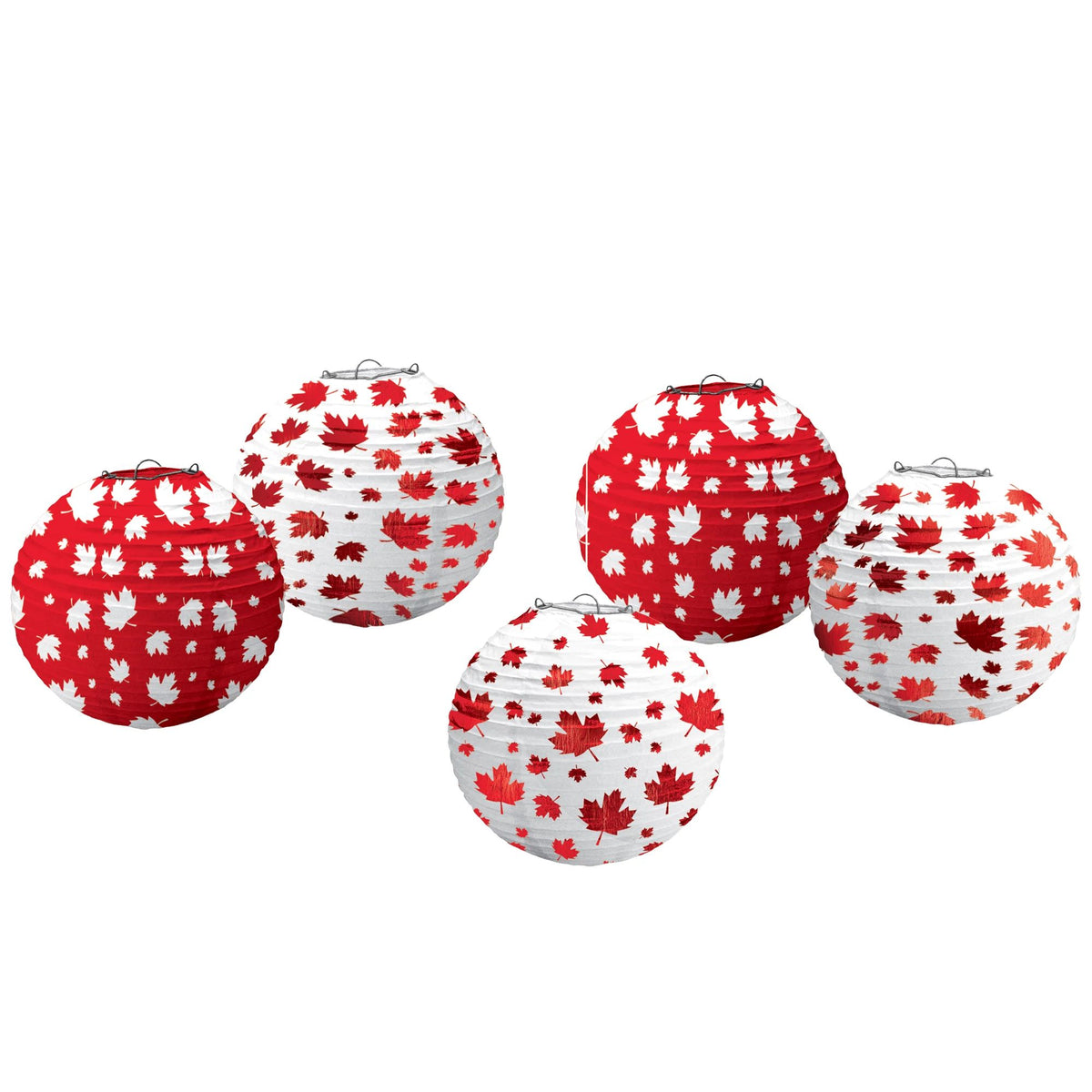 Mini Maple Leaf Lanterns - Canada Day Hanging Decorations, 5-ct - Case of 48