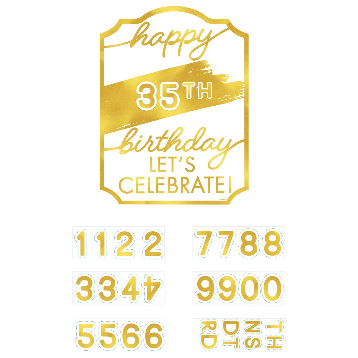Golden Age Happy Birthday Sign, Customizable, Gold/White, 14-inch - Case of 24