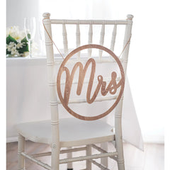 Mrs Chair Hanging Sign Decoration, Brown, 4.9-in, for Wedding/Engagement - Case of 24
